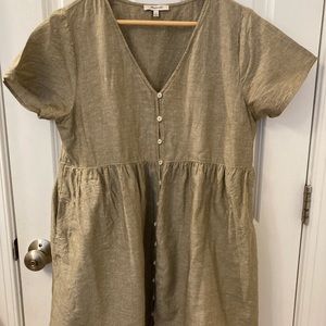 Madewell Spring 2022 Linen-Blend Alexandra Button-Front Mini Dress Large